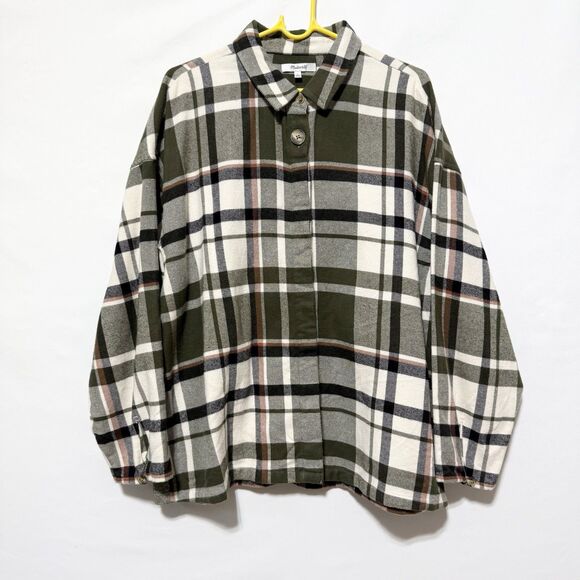 Madewell Tops - Madewell Bromley Green Plaid Flannel Shirt Womens L Button Front Long Sleeve